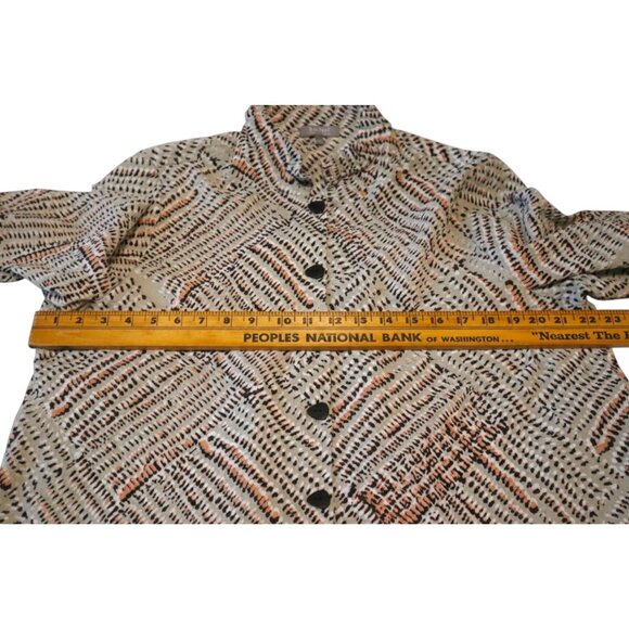Habitat Crinkle Button Shirt Top L Lagenlook Abstract Artsy Minimalist - Picture 8 of 9